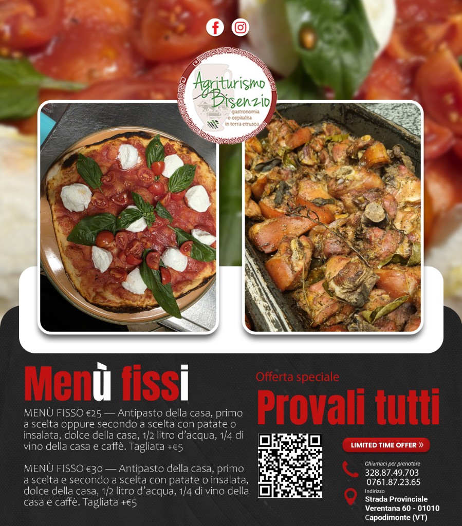 Specialità della cucina dell'Agriturismo Bisenzio